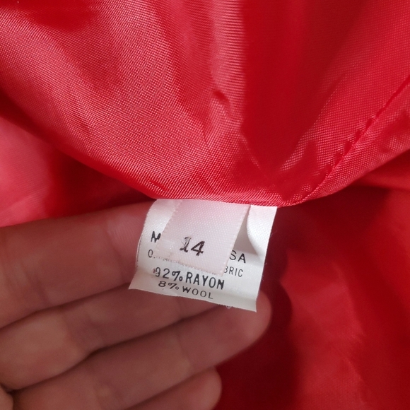 Vintage Doncaster Womens Wool Blend Blazer Jacket Size 14 Red Hue Boho Floral - Picture 7 of 12